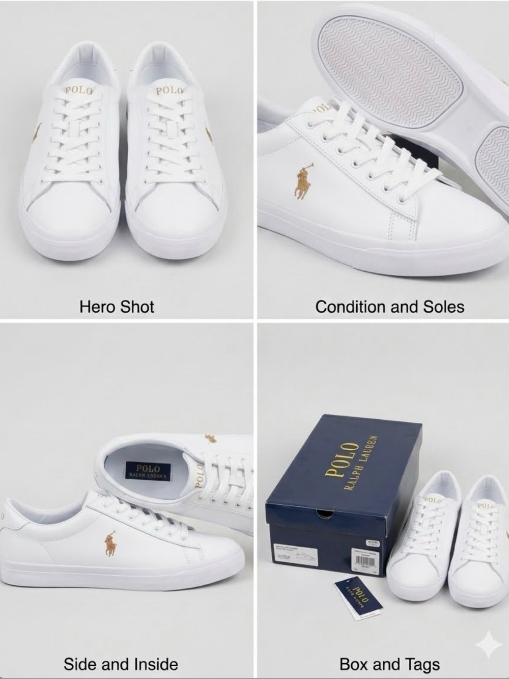 Polo by Ralph Lauren Men’s White & Tan Low-Top Sneakers